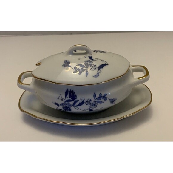 ROYAL CROWN 55/1446 Condiment Holder Small Serving Dish Attached Underplate Vtg - Picture 3 of 8